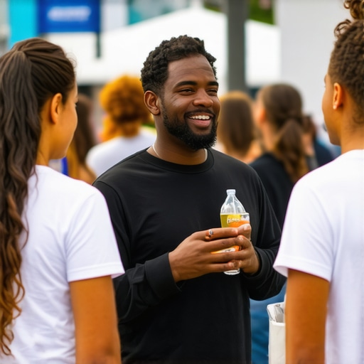 Business owner participating in a local community event