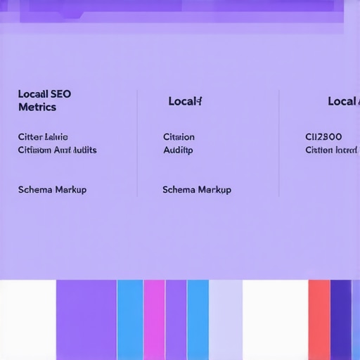 Dashboard with SEO metrics and schema markup data for local business