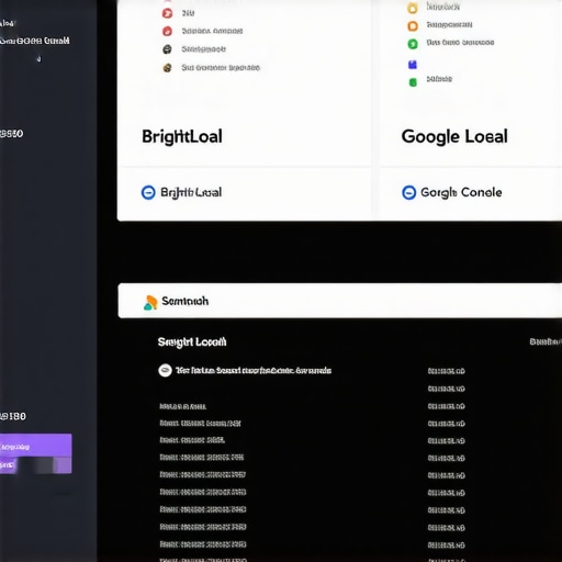 Screenshot showcasing local SEO tools for rank tracking, citation management, and keyword analysis.