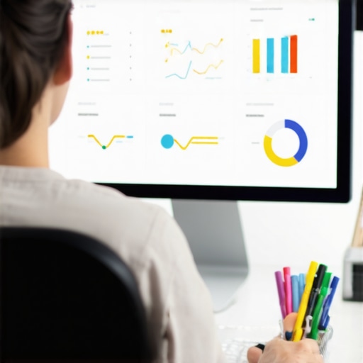 Person working on local SEO analytics dashboard on computer, with charts and graphs.