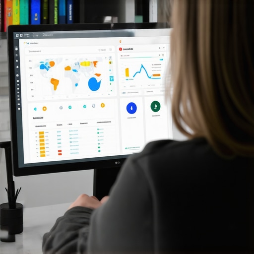 Person reviewing local SEO performance on a laptop with data charts