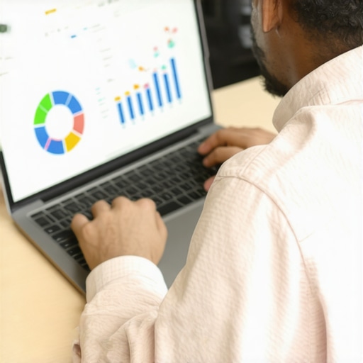 Person analyzing local SEO data on a laptop with charts and tools