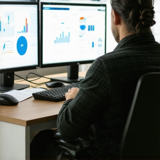 Ongoing Local SEO Monitoring Person reviewing SEO dashboards to maintain local rankings.