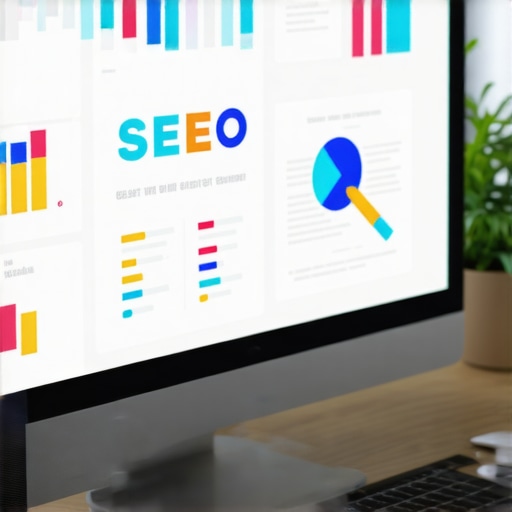 Close-up of computer screen displaying local SEO dashboards and analytic tools