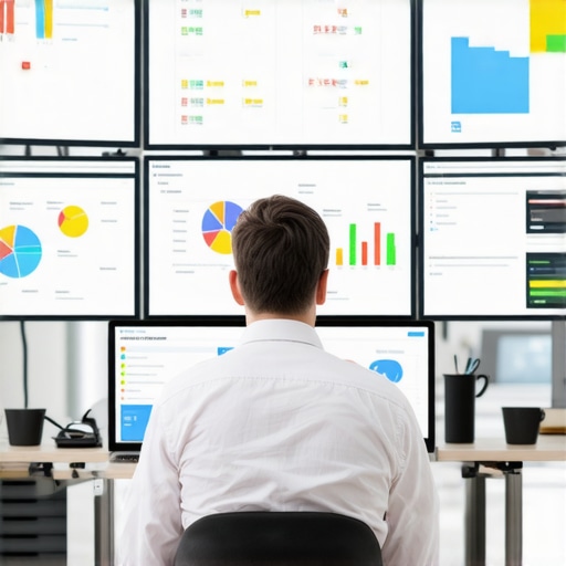 A person reviewing local SEO analytics on several monitors