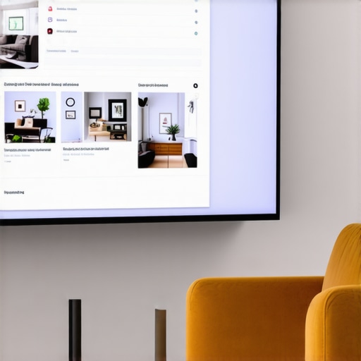 Modern furniture showroom with a digital display of Google My Business profile