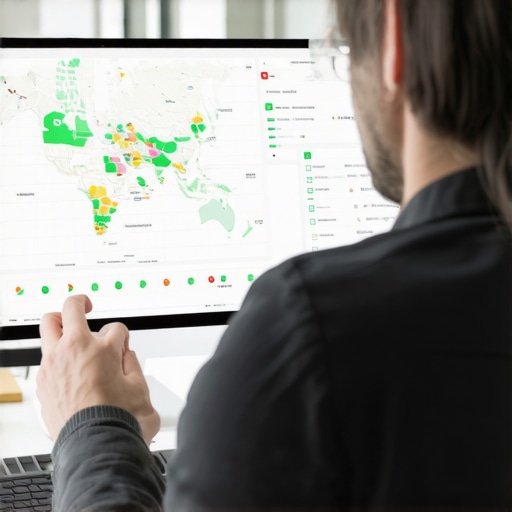 Analyzing Local SEO Data Consultant reviewing local SEO metrics and maps for ranking optimization.