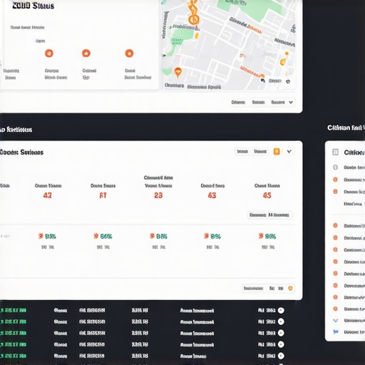 A dashboard displaying local citation health, review ratings, and SEO scores for a decor business.