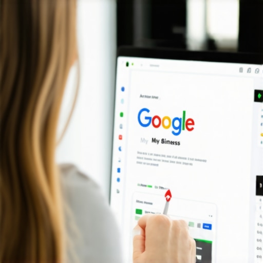 Person updating Google My Business profile on a laptop for local search visibility