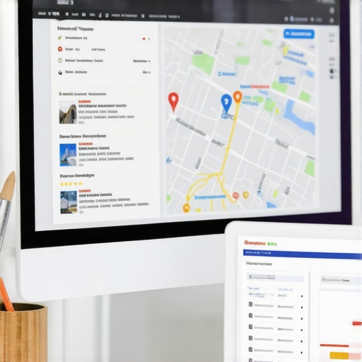 Business owner updating Google My Business profile on laptop