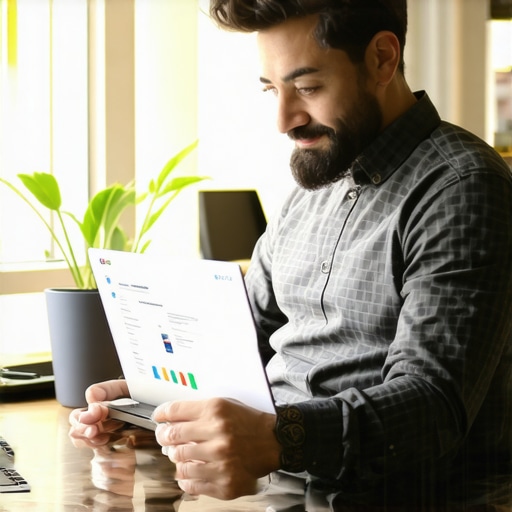 Business owner updating Google profile on laptop