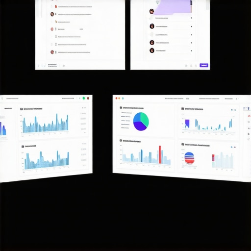 Screens displaying various local SEO dashboards and tools used for maintaining map rankings.