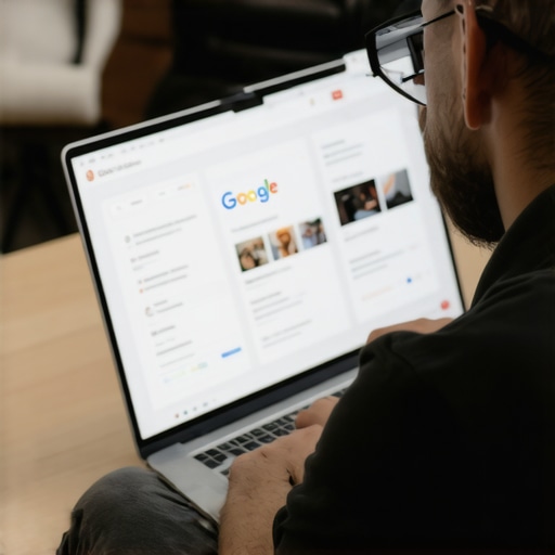 Business owner optimizing Google My Business profile on laptop